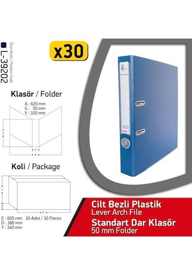 Laçin Klasör Lacivert Dar 1 Koli 30 Adet