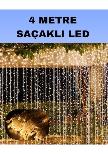 4 Metre Icicle Şelale Led Perde Işık Sarı Aydınlatma Çok Renkli