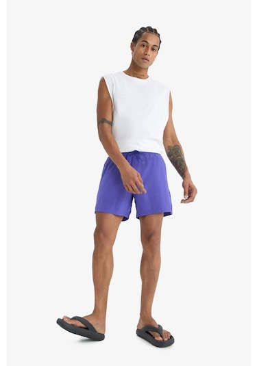 Defacto Defactofit Sporcu Baskılı Esnek Dokulu Kısa Boy Deniz Şortu B5952ax25hspr122 Mor