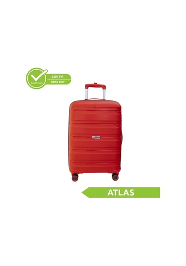 Vegmann Polipropilen Pp Atlas Kırmızı Orta Boy Valiz Kırmızı