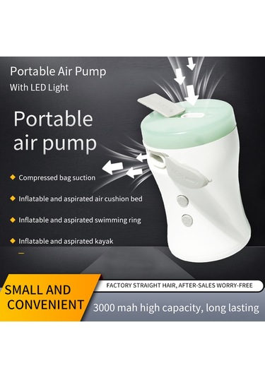 Geeksen Kamp Ve Acil Durumlar İçin Şarjlı Çok Fonksiyonlu Şişirme Pompası - Işık Ve Powerbank Özellikli