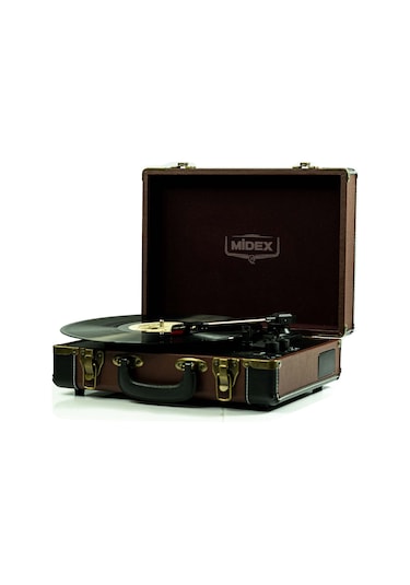 Midex Mtx101BN Nostaljik Retro Pikap Plak Çalar Şarjlı Bluetooth AuxHoparlörlü 3 Devir İğne Dahil