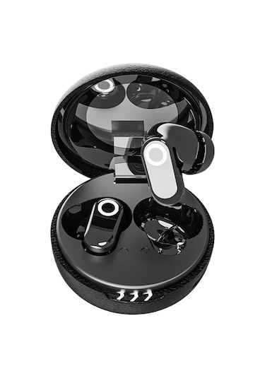 Retro Deri J17 Kablosuz Bluetooth Kulaklık Ekstra Uzun Bekleme Kulak İçi Spor Gürültü Önleyici Kulaklıklar Black