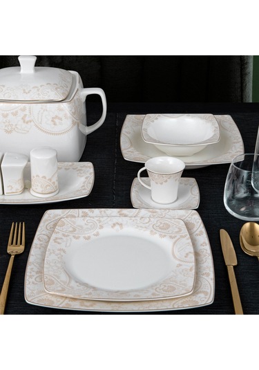 Güral Carolıne 85 Parça Kare Bone Yemek Takımı - 5907