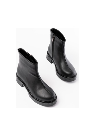 Siyah Fermuarlı Günlük Kadın Bot Resimdeki Renk Siyah