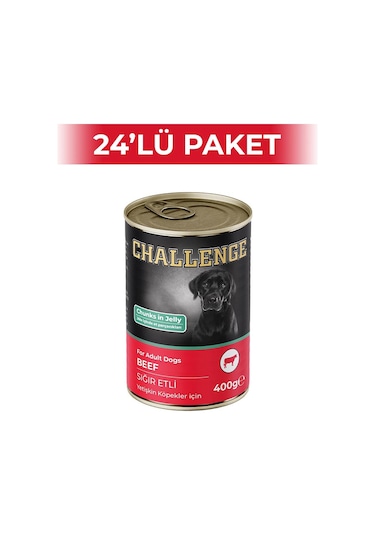 Challenge Sığır Etli Yetişkin Köpek Konservesi 400 Gr 24 Adet