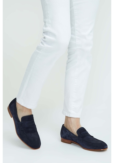 Tamer Tanca Erkek Hakiki Deri Lacivert Süet Loafer Ayakkabı 183 27305 Erk Ayk Sk23/24 Lacı Suet Lacivert