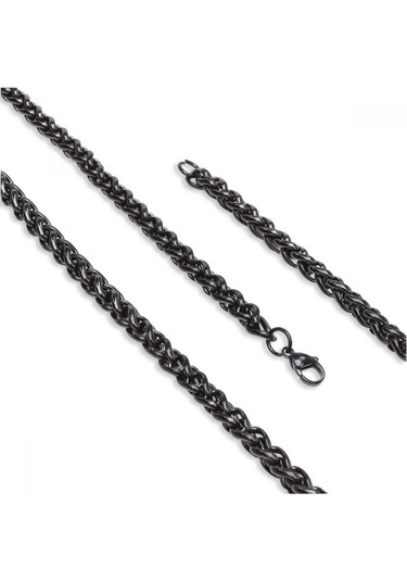 Erkek Sarmaşık Model Çelik Zincir Kolye 9185 Siyah