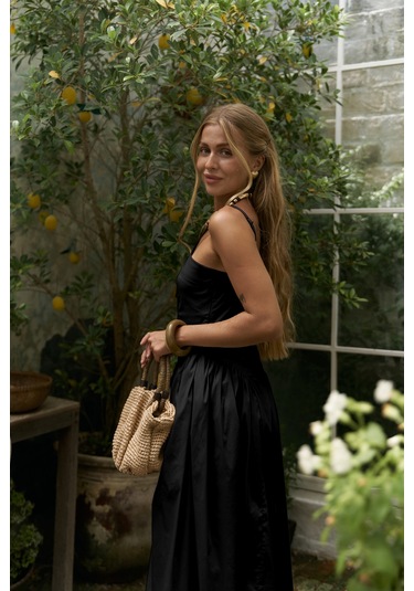 Narissa Askılı Midi Siyah Elbise siyah