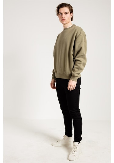 Jahr Marc Basic Oversize Haki Erkek Sweatshirt Haki