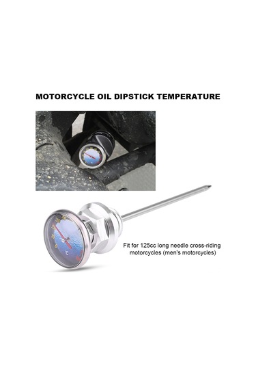 Lemestar 125cc Erkek Motosikletleri İçin Cnc Alüminyum Yağ Seviye Ve Sıcaklık Ölçer, Uzun İğne Tipi, Dayanıklı Ve Hafif Gümüş