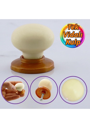 Kamelya Kulp Krem Polimer Düğme Kulp Bakır Tablalı Mobilya Mutfak Dolabı Çekmece Kulbu Kulpları