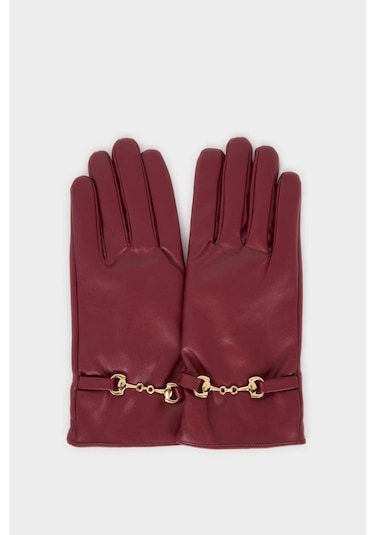 Defacto Kadın Suni Deri Eldiven F3194ax25wnbr299 Bordo-br299