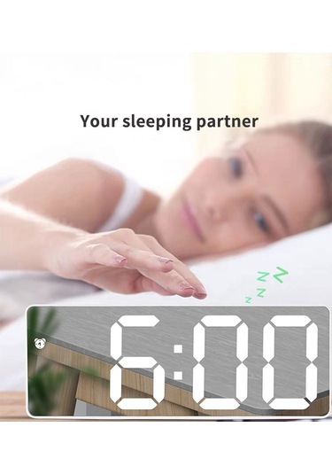 Led Ayna Dijital Masa Saati,elektronik Çalar Saat,takvim Termomtre