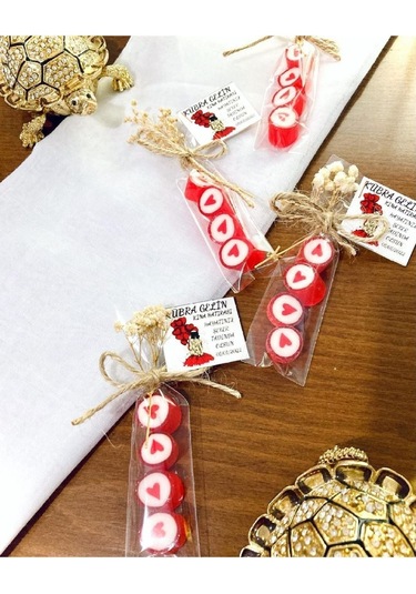Kırmızı Kalp Düğün, Nişan, Kına, Doğum Günü Şekeri 50 Adet