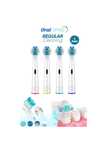 Oral White Regular Cleaning Oral-b Uyumlu 4 Adet Yedek Başlık