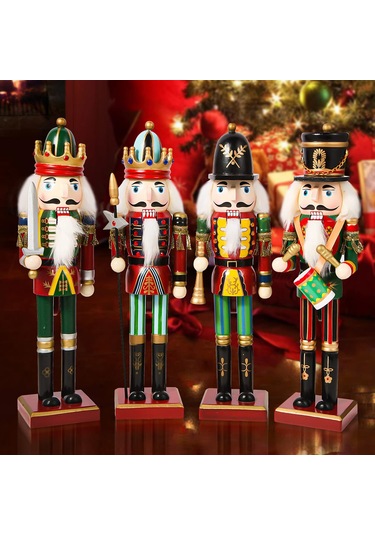 Konesam 30cm Ahşap Savaşçı Figürü, Elle Boyanmış, Açılabilir Ağız, Noel Dekorasyonu, Ev Zırhlama, Hediye Özel Davulcu