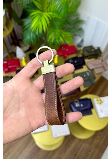 Taba Hakiki Deri Premium Anahtarlık Kişiye Özel İsim Baskılı