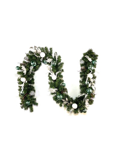 9 Ft Uzun Noel Çelenk Esnek Pvc Asılı Kolye Yapay Noel Yeşil