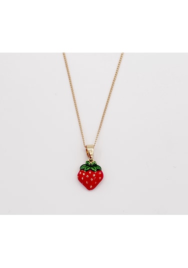 14k Gold Plated Strawberry Kids Kolye Gold