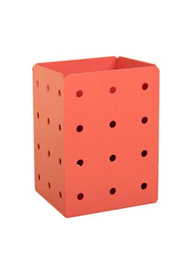 Ganzhoushop Yaratıcı Duvara Monte Kırtasiye Tutucu Çevre Dostu Kalemlik Karikatür Küp Şeklinde Kalemlik Büyük Kapasite Ev İçin Kayısı Mercan Turuncu