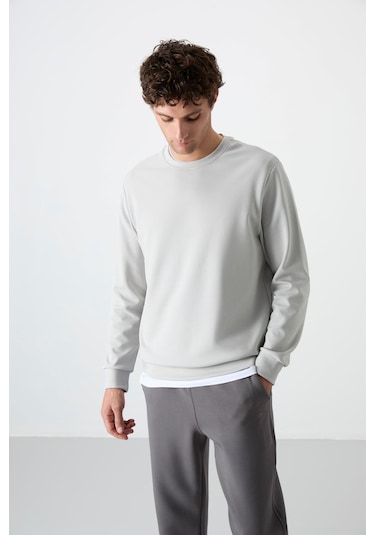 Tommy Life Taş Basic O Yaka Rahat Form Erkek Sweatshirt - 88053 Taş