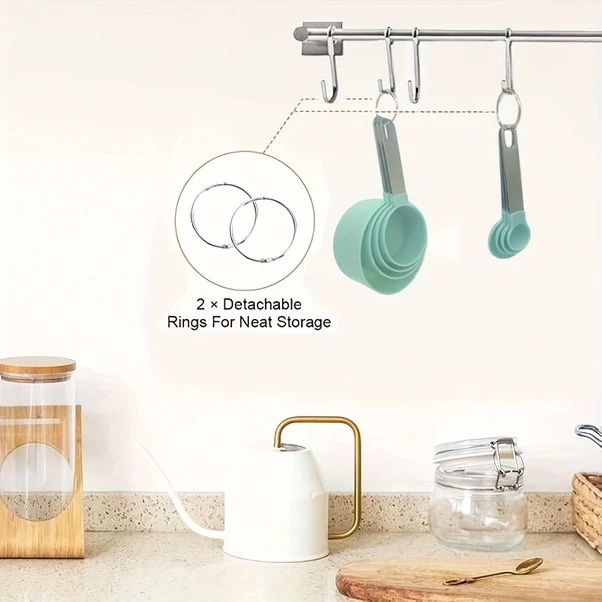 Gateesat Yeşil 8 Parça Paslanmaz Saplı Ölçü Kaşığı Ve Kabı Seti Kuru Sıvı Malzemeler İçin Yeşil