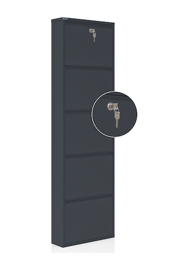 Ceha Kilitli 5'li Metal Ayakkabılık - Antrasit K.AYK-5 /AB7024/KL