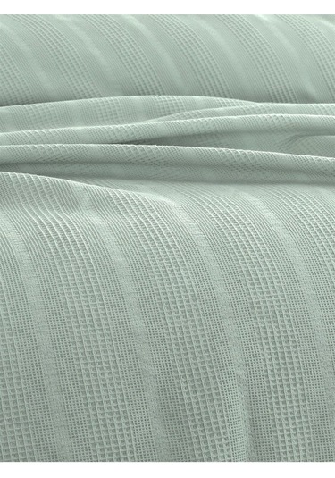 Çift Kişilik Waffle Pike 210x230cm, %100 Pamuk, Petekli Pike Yeşil