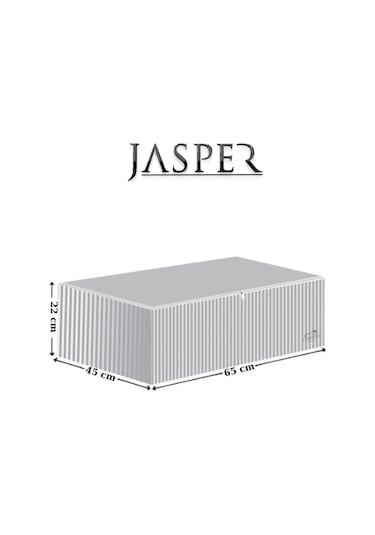 Jasper Antrasit Çizgili Büyük Boy Baza Altı Ve Çekyat Hurç - 65x45x22 Cm - Organizer. Krem - Gold