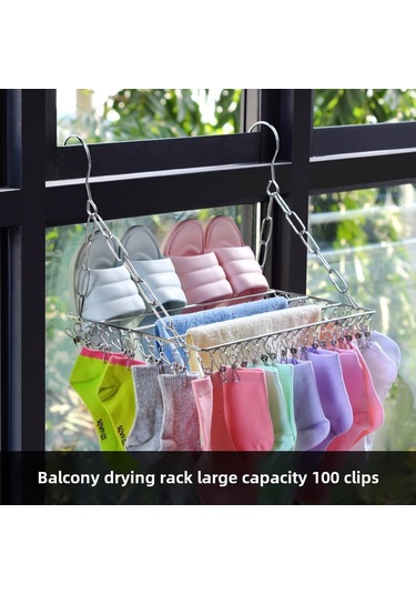 Yaozixa Çelik Çorap Kurutma Rakası - 100 Klipsli, Kalınlaşmış, Manyetiksiz, Çok Amaçlı Balkon Giysi Kurutucu 40cm Diğer