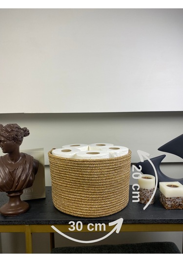 Jüt Tuvalet Kağıdı Düzenleyici, 30 X 20 Jüt Sepet, Çok Amaçlı Organizer Hasır