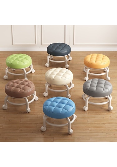 Mufunye Ev Kullanımalı Multifonksiyonel Kayar Tabure: Sessiz Tekerlekli, Yumuşak Yastık, Ergonomik Tasarım Turuncu Turuncu