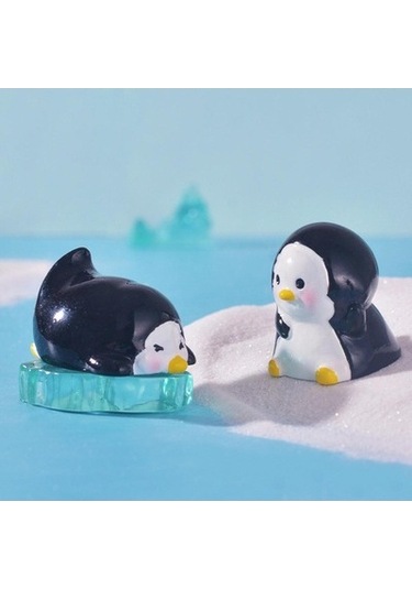 Lijinxu 6x Mini Penguen Figürleri Dekoratif Saksı Dekor Reçine Çok