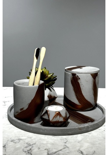 Rose Antrasit Beton Banyo Seti Gri Beton