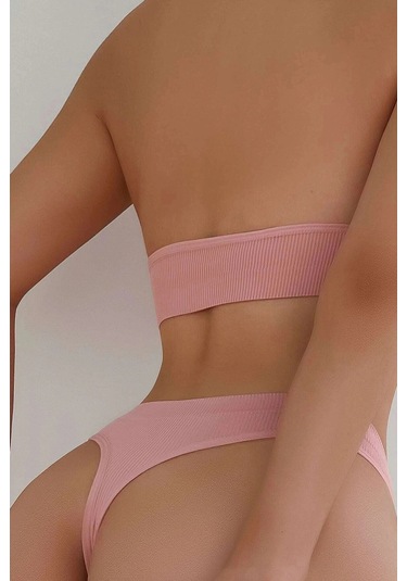 Kadın Somon Seamless Tanga Sütyen Takım Çok Renkli