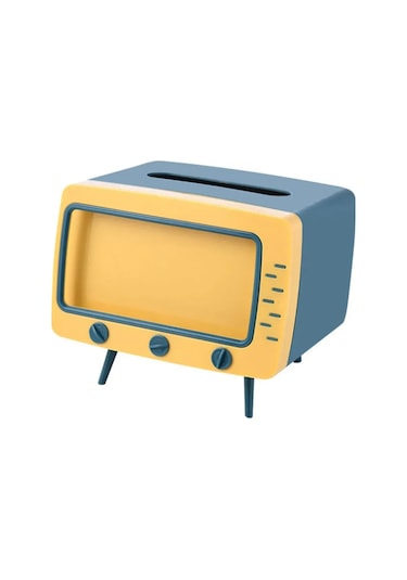 Fosenze Retro Tv Desenli Multifonksiyonel Mendil Kutusu - Akıllı Telefon Tutucu İle Abs/pp Malzeme, Nostaljik Ev Dekoru