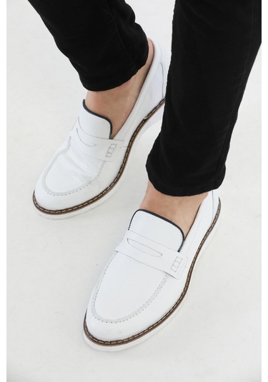 M.Karaca Hakiki Deri Ortopedik Klasik Erkek Ayakkabı beyaz