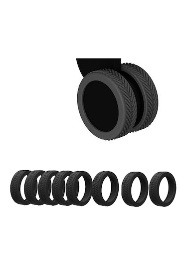 Homyl 8 Adet Bagaj Bavul Tekerlekleri Yumuşak Açık Siyah Siyah