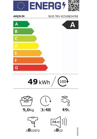 Arçelik 9120 TMX 1200  Devir 9 KG Çamaşır Makinesi