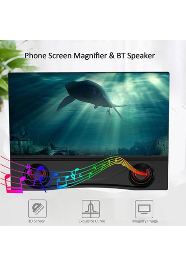 Tenfowee F12 Bluetooth Hoparlörlü 12 İnç Hd Ekran Büyütücü - Usb/18650 Pil İle Çalışır Pil Dahil Değil