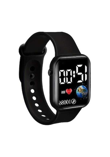 Trendooze Gaojunshop01 Pembe Dijital Led Ekranlı Kalp Dünyaya Sahip Dayanıklı Silikon Kordonlu Kol Saati Pembe Pembe