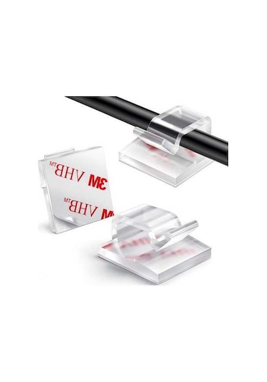 Fortunelane 60 Adet Kablo Düzenleyici Klipsi - Çift Taraflı Yapışkan, Ev/ofis Dekorasyonu İçin