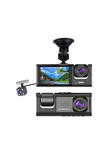 Symbee 3'lü Kameralı 1080p Dvr Araç Kamerası - Gece Görüşü, Döngü Kayıt, Geniş Açı, 2 İnç Ekran, Wifi Bağlantılı