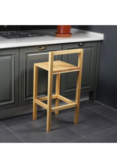Diva Ahşap Bar Taburesi 68 cm Doğal Ahşap
