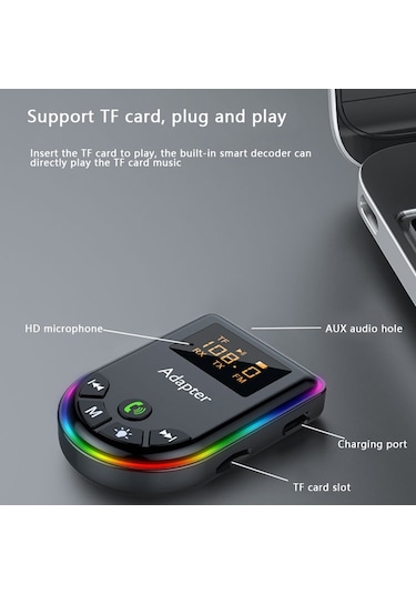 Cbtx Q7 Taşınabilir Dijital Ekran Bluetooth 5.3 Mp3 Çalar 2'si 1 Arada Alıcı / Verici Araç Ses Adaptörü