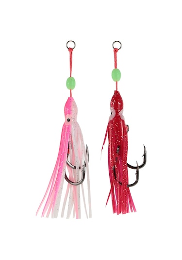 Teltree Deniz Balıkçılığı Işıklı Yumuşak Yem 5 Adet Silikon Kalem Balık Yemi, Parlak Yumru Ve İki Güçlü İğne İle