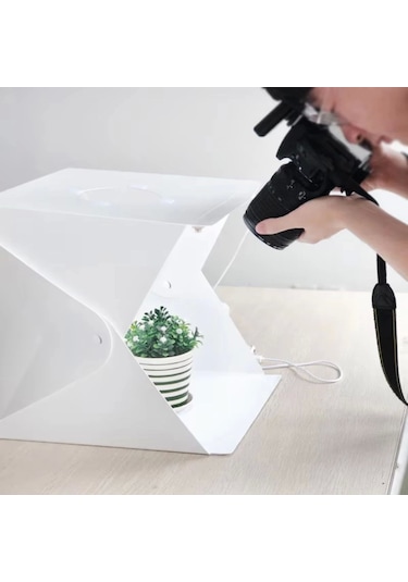 Katlanır Işıklı Fotoğraf Stüdyosu 40x40 Cm 6 Renk Fonlu Ürün Çekimi İçin Uygun Fotoğraf Çekim Kutusu Çok Renkli