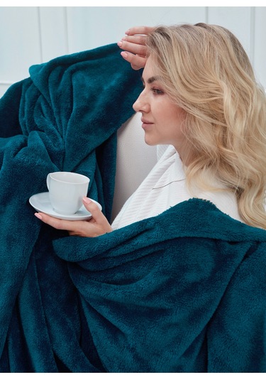 Deluxe Wellsoft Tv Battaniyesi Petrol Mavisi Tek Kişilik Battaniye 150x200 Cm