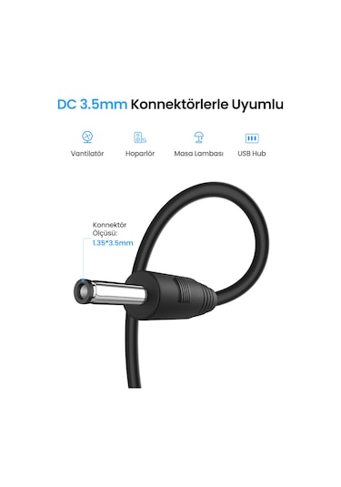 Ugreen Usb Dc 5v 3.5mm Güç Kablosu 1 Metre, 10376